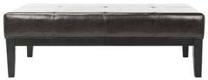 Safavieh Fulton Rectangle Cocktail Ottoman — Modern Pu Leather Centerpiece For Stylish Living Spaces & Functionality Brown HUD8236A