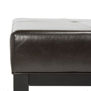 Safavieh Fulton Rectangle Cocktail Ottoman — Modern Pu Leather Centerpiece For Stylish Living Spaces & Functionality Brown HUD8236A