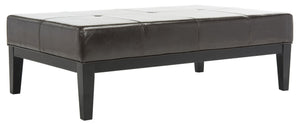 Safavieh Fulton Rectangle Cocktail Ottoman — Modern Pu Leather Centerpiece For Stylish Living Spaces & Functionality Brown HUD8236A