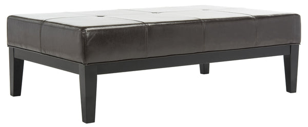 Safavieh Fulton Rectangle Cocktail Ottoman — Modern Pu Leather Centerpiece For Stylish Living Spaces & Functionality Brown HUD8236A