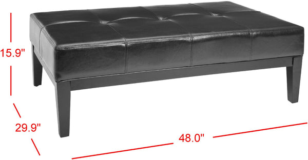 Safavieh Fulton Rectangle Cocktail Ottoman — Modern Pu Leather Centerpiece For Stylish Living Spaces & Functionality Black HUD8236B