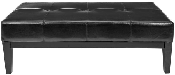 Safavieh Fulton Rectangle Cocktail Ottoman — Modern Pu Leather Centerpiece For Stylish Living Spaces & Functionality Black HUD8236B