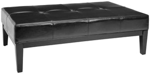 Safavieh Fulton Rectangle Cocktail Ottoman — Modern Pu Leather Centerpiece For Stylish Living Spaces & Functionality Black HUD8236B