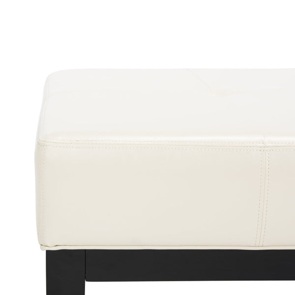 Safavieh Fulton Rectangle Cocktail Ottoman — Modern Pu Leather Centerpiece For Stylish Living Spaces & Functionality Flat Cream HUD8236C