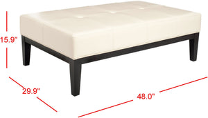 Safavieh Fulton Rectangle Cocktail Ottoman — Modern Pu Leather Centerpiece For Stylish Living Spaces & Functionality Flat Cream HUD8236C