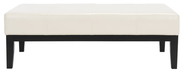 Safavieh Fulton Rectangle Cocktail Ottoman — Modern Pu Leather Centerpiece For Stylish Living Spaces & Functionality Flat Cream HUD8236C