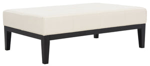Safavieh Fulton Rectangle Cocktail Ottoman — Modern Pu Leather Centerpiece For Stylish Living Spaces & Functionality Flat Cream HUD8236C