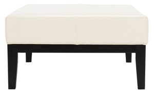 Safavieh Fulton Rectangle Cocktail Ottoman — Modern Pu Leather Centerpiece For Stylish Living Spaces & Functionality Flat Cream HUD8236C