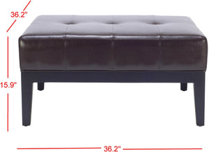 Safavieh Fulton Large Square Cocktail Ottoman - Stylish Leather Coffee Table & Versatile Seating Solution HUD8237A
