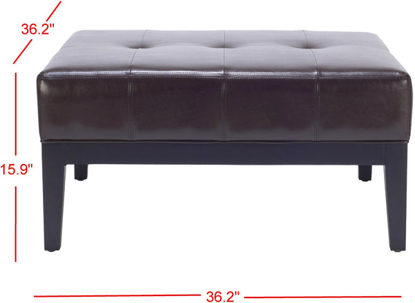 Safavieh Fulton Large Square Cocktail Ottoman - Stylish Leather Coffee Table & Versatile Seating Solution HUD8237A