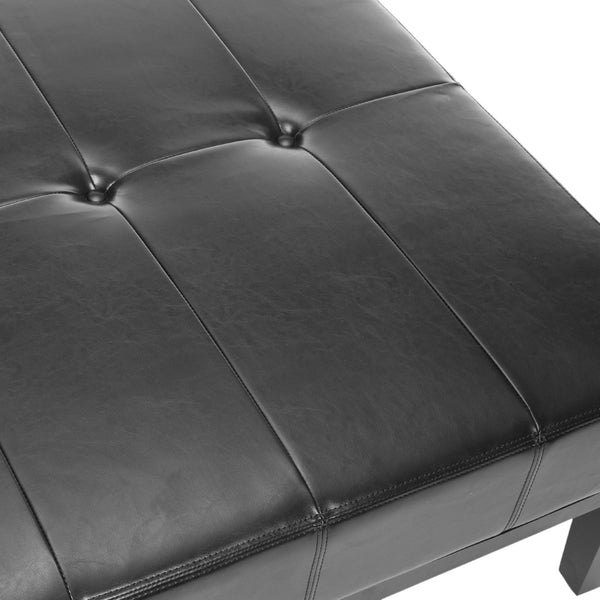 Safavieh Fulton Large Square Cocktail Ottoman - Elegant Black Leather Accent With Dual-Purpose Functionality HUD8237B