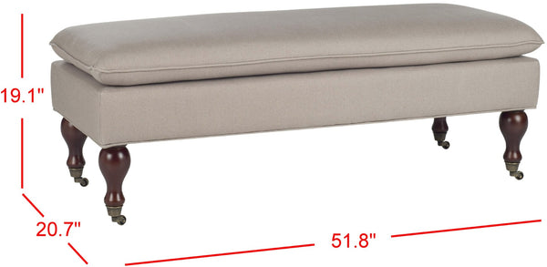 Safavieh Hampton Stylish Upholstered Bench With Plush Cushion And Casters For Versatile Home Decor Solutions Taupe HUD8239A