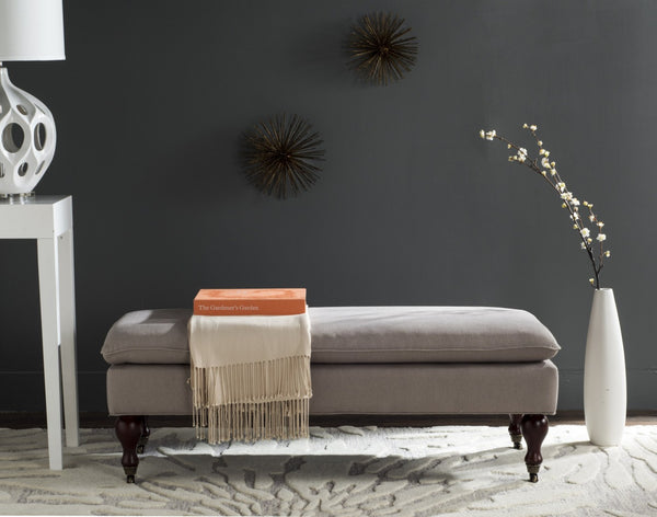 Safavieh Hampton Stylish Upholstered Bench With Plush Cushion And Casters For Versatile Home Decor Solutions Taupe HUD8239A
