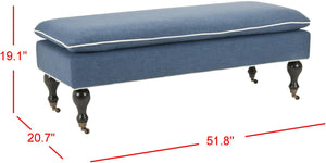Safavieh Hampton Stylish Upholstered Bench With Plush Cushion And Casters For Versatile Home Decor Solutions Navy HUD8239C