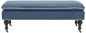 Safavieh Hampton Stylish Upholstered Bench With Plush Cushion And Casters For Versatile Home Decor Solutions Navy HUD8239C