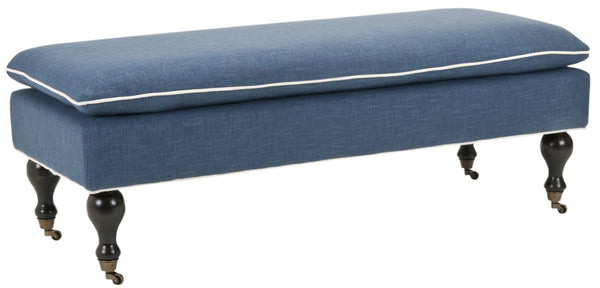 Safavieh Hampton Stylish Upholstered Bench With Plush Cushion And Casters For Versatile Home Decor Solutions Navy HUD8239C