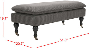 Safavieh Hampton Stylish Upholstered Bench With Plush Cushion And Casters For Versatile Home Decor Solutions Grey Pinstripe HUD8239D