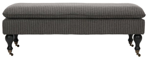 Safavieh Hampton Stylish Upholstered Bench With Plush Cushion And Casters For Versatile Home Decor Solutions Grey Pinstripe HUD8239D