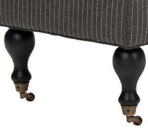 Safavieh Hampton Stylish Upholstered Bench With Plush Cushion And Casters For Versatile Home Decor Solutions Grey Pinstripe HUD8239D