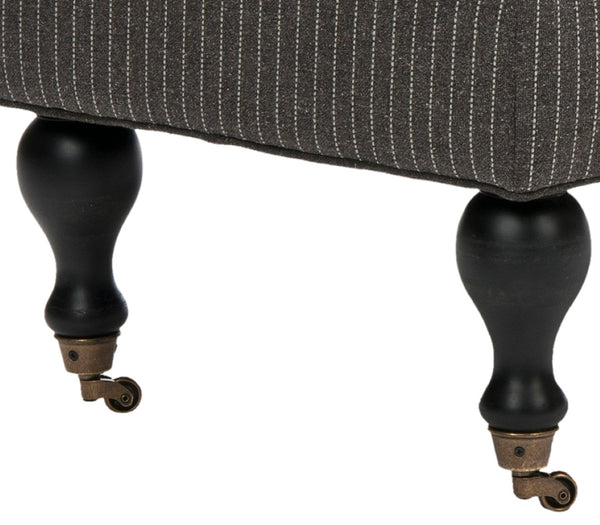 Safavieh Hampton Stylish Upholstered Bench With Plush Cushion And Casters For Versatile Home Decor Solutions Grey Pinstripe HUD8239D