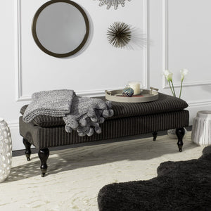 Safavieh Hampton Stylish Upholstered Bench With Plush Cushion And Casters For Versatile Home Decor Solutions Grey Pinstripe HUD8239D