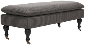 Safavieh Hampton Stylish Upholstered Bench With Plush Cushion And Casters For Versatile Home Decor Solutions Grey Pinstripe HUD8239D