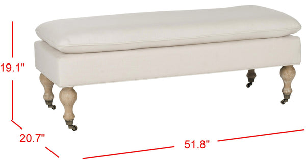 Safavieh Hampton Stylish Upholstered Bench With Plush Cushion And Casters For Versatile Home Decor Solutions Creme HUD8239L