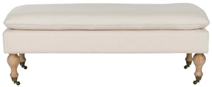 Safavieh Hampton Stylish Upholstered Bench With Plush Cushion And Casters For Versatile Home Decor Solutions Creme HUD8239L