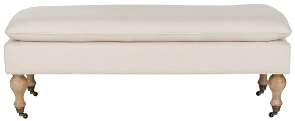 Safavieh Hampton Stylish Upholstered Bench With Plush Cushion And Casters For Versatile Home Decor Solutions Creme HUD8239L