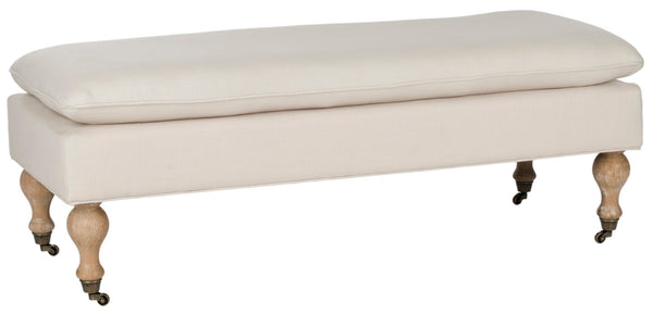 Safavieh Hampton Stylish Upholstered Bench With Plush Cushion And Casters For Versatile Home Decor Solutions Creme HUD8239L