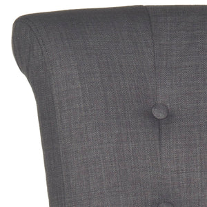Safavieh Addo Ring Bar Stool - Stylish Charcoal Linen Upholstery, Button-Tufted Backrest & Footrest Comfort HUD8242A