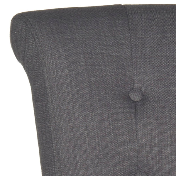 Safavieh Addo Ring Bar Stool - Stylish Charcoal Linen Upholstery, Button-Tufted Backrest & Footrest Comfort HUD8242A
