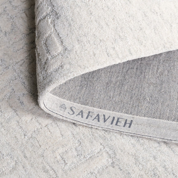 Safavieh Harvest Elegant Hand-tufted Area Rug In Luxurious Silver And Ivory For Timeless Home Decor Appeal Silver ,Ivory Wool & Cotton Hvt102g-4