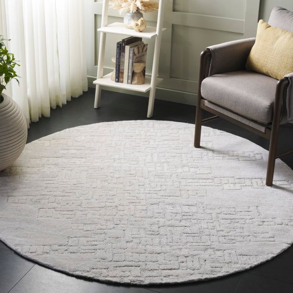 Safavieh Harvest Elegant Hand-tufted Area Rug In Luxurious Silver And Ivory For Timeless Home Decor Appeal Silver ,Ivory Wool & Cotton Hvt102g-4