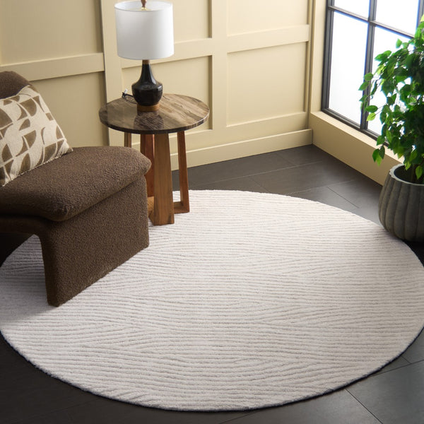 Safavieh Harvest Hand-tufted Area Rug - Luxurious Wool And Cotton Blend For Modern Living Spaces Silver ,Ivory Wool & Cotton Hvt103g-8