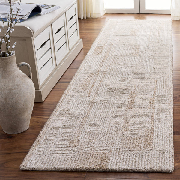 Safavieh Harvest Hand‑Tufted Wool Rug In Beige Ivory — Modern Geometric Texture, Durable Low Pile Comfort 6'-0" x 6'-0" HVT109B-6SQ