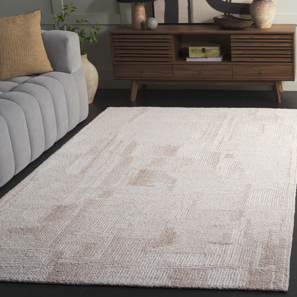 Safavieh Harvest Hand‑Tufted Wool Rug In Beige Ivory — Modern Geometric Texture, Durable Low Pile Comfort 6'-0" x 6'-0" HVT109B-6SQ