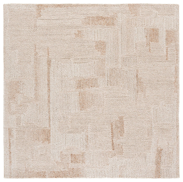 Safavieh Harvest Hand‑Tufted Wool Rug In Beige Ivory — Modern Geometric Texture, Durable Low Pile Comfort 6'-0" x 6'-0" HVT109B-6SQ