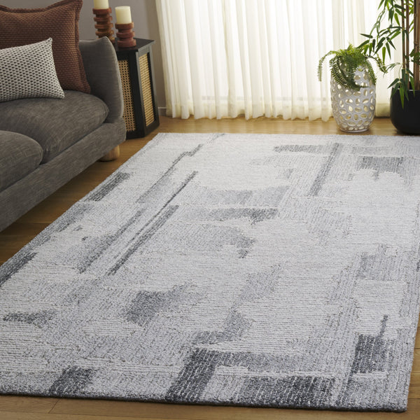 Safavieh Harvest Hand-Tufted Wool Rug — Grey Ivory Geometric Round Accent, Plush Low-Profile 3/8" Pile 6'-0" x 6'-0" HVT109F-6R