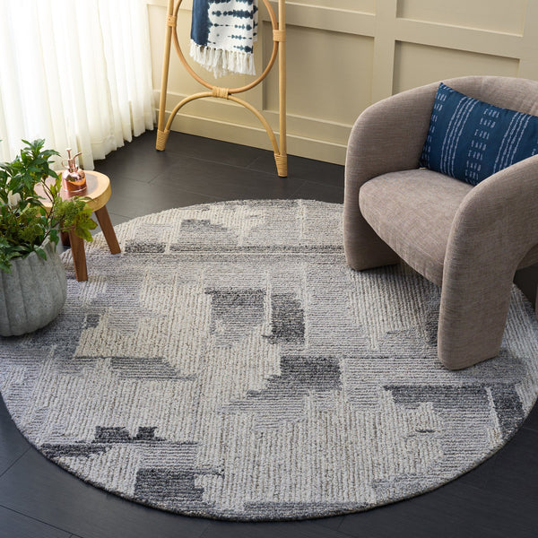 Safavieh Harvest Hand-Tufted Wool Runner In Grey & Ivory — Low-Profile Geometric Design For High-Traffic Spaces 2'-3" x 9'-0" HVT109F-29