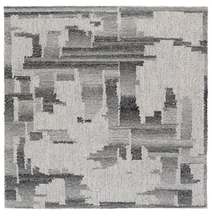Safavieh Harvest Hand-Tufted Wool Rug — Grey Ivory Geometric Round Accent, Plush Low-Profile 3/8" Pile 6'-0" x 6'-0" HVT109F-6R