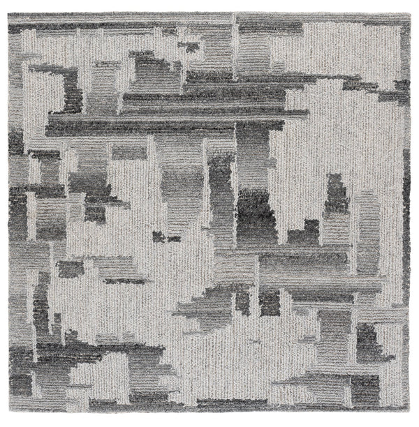 Safavieh Harvest Hand-Tufted Wool Rug — Grey Ivory Geometric Round Accent, Plush Low-Profile 3/8" Pile 6'-0" x 6'-0" HVT109F-6R