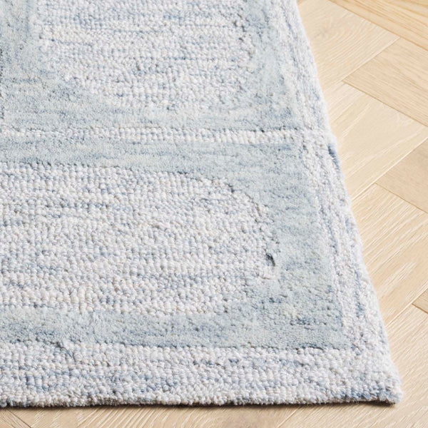 Safavieh Harvest Hand Tufted Wool Pile Area Rug - Elegant Indian Craftsmanship For Modern Home Decor Charm Blue ,Grey Wool Pile Hvt110m-6
