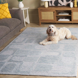 Safavieh Harvest Hand Tufted Wool Pile Area Rug - Elegant Indian Craftsmanship For Modern Home Decor Charm Blue ,Grey Wool Pile Hvt110m-6