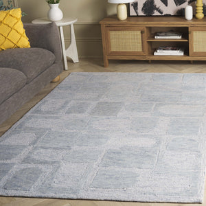 Safavieh Harvest Stylish Runner Area Rug - Hand-tufted Wool, Modern Design, Durable, Perfect Home Centerpiece Blue ,Grey Wool Pile Hvt110m-5