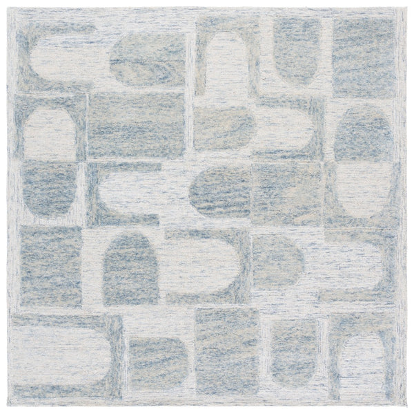 Safavieh Harvest Hand Tufted Wool Pile Area Rug - Elegant Indian Craftsmanship For Modern Home Decor Charm Blue ,Grey Wool Pile Hvt110m-6