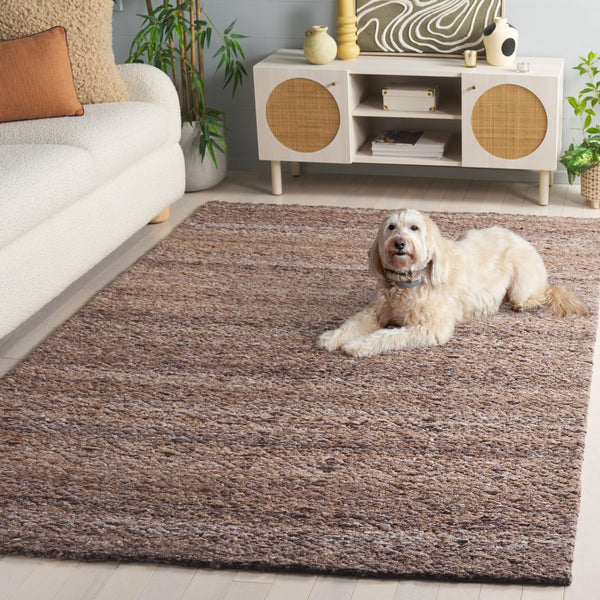 Safavieh Harvest Handwoven Brown Area Rug, Minimalist Low-Profile Polyester Pile For Living Rooms, Durable Elegance 8'-0" x 10'-0" HVT114T-8