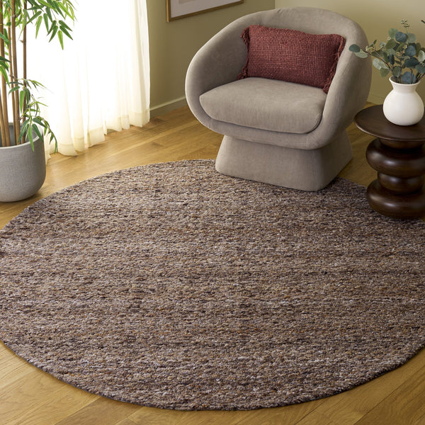 Safavieh Harvest Handwoven Brown Area Rug, Minimalist Low-Profile Polyester Pile For Living Rooms, Durable Elegance 8'-0" x 10'-0" HVT114T-8