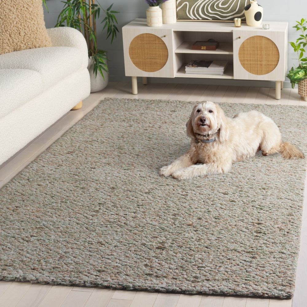 Safavieh Harvest Hand-woven Area Rug - Elegant Minimalist Design For Modern Living Spaces, Soft Polyester Pile Green ,Beige Polyester Pile Hvt114y-9