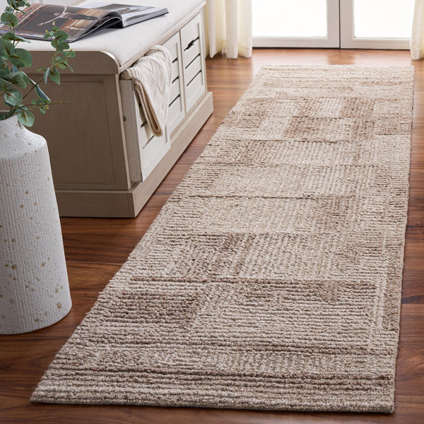 Safavieh Harvest Wool Taupe Area Rug — Hand-Tufted Low-Profile Square With Modern Geometric Texture 6'-0" x 6'-0" HVT116E-6SQ